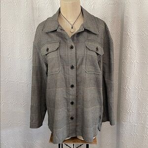 Bar III Black and Brown Plaid Shirt